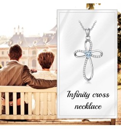 Moissanite Infinity Cross Necklace Sterling Silver Birthstone Cross Necklace Infinity Cross Birthstone Pendant Religious Jewe...