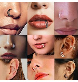 Nose Rings Hoops Double Septum Rings Clicker Cartilage Hoop Earring Surgical Steel Nose piercing Hoop Open Stacked Hoop Nose ...