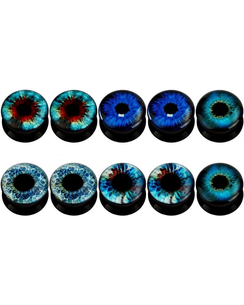 KUBOOZ(5 Pairs Devil's Eye Acrylic Ear Plugs Tunnels Gauges Stretcher Piercings Gauge:9/16"(14mm) $9.35 Body Jewelry