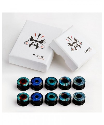 KUBOOZ(5 Pairs Devil's Eye Acrylic Ear Plugs Tunnels Gauges Stretcher Piercings Gauge:9/16"(14mm) $9.35 Body Jewelry