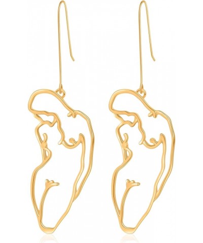 Female Face Body Dangle Earring Gold Aesthetic Statement Earring Abstract Fun Jewelry for Women gold-1 Zinc $7.50 Earrings