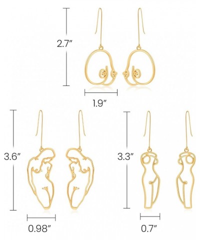 Female Face Body Dangle Earring Gold Aesthetic Statement Earring Abstract Fun Jewelry for Women gold-1 Zinc $7.50 Earrings