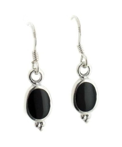 Simple Elegant Black Onyx Sterling Silver Hook Earrings $15.07 Earrings