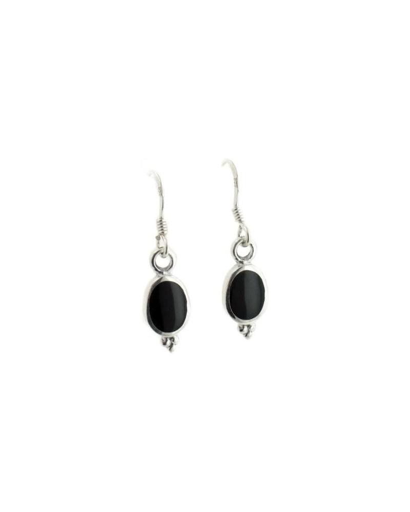 Simple Elegant Black Onyx Sterling Silver Hook Earrings $15.07 Earrings