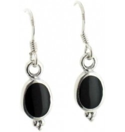 Simple Elegant Black Onyx Sterling Silver Hook Earrings $15.07 Earrings