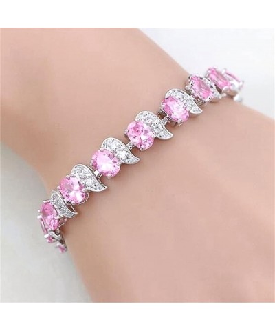 Womens Colorful Replica Tennis Leaf Rhinestone Bracelets Jewelry Teen Girls Trendy Rainbow Stainless Steel Rhinestone Braclet...