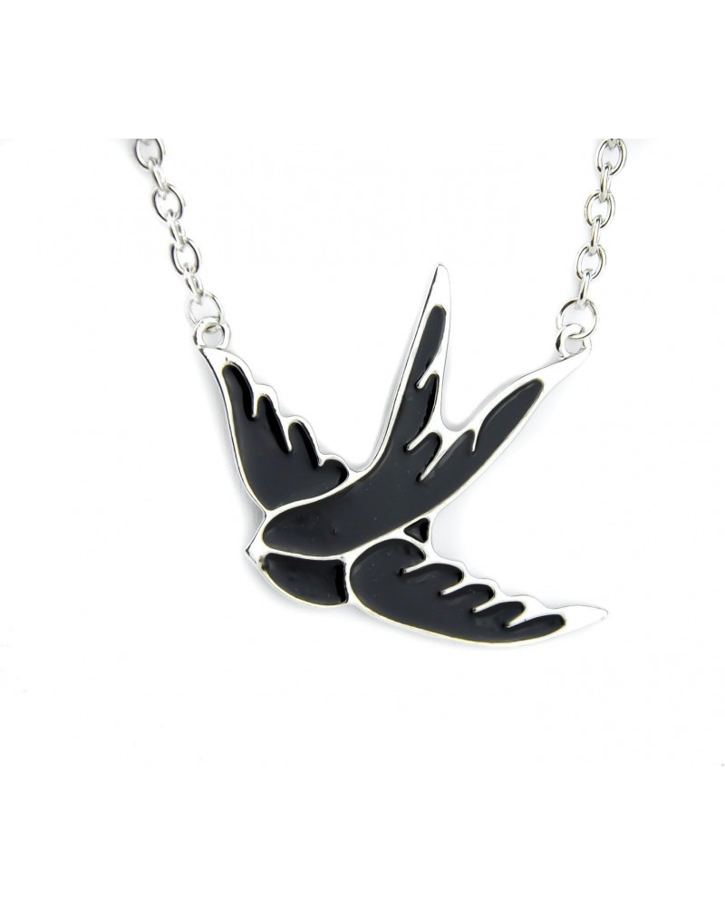 Rockabilly Black Sparrow Bird Necklace Tattoo Style Pendant $10.59 Necklaces