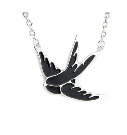 Rockabilly Black Sparrow Bird Necklace Tattoo Style Pendant $10.59 Necklaces