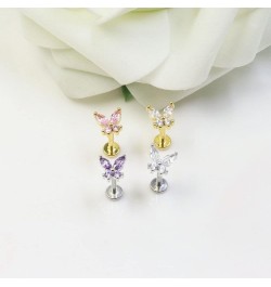 2~4PCS 16G 316L Pushin Lip Rings Butterfly and Bee Nose Stud Rings Top Push in Threadless Surgical Steel Flat Back Nose Rings...