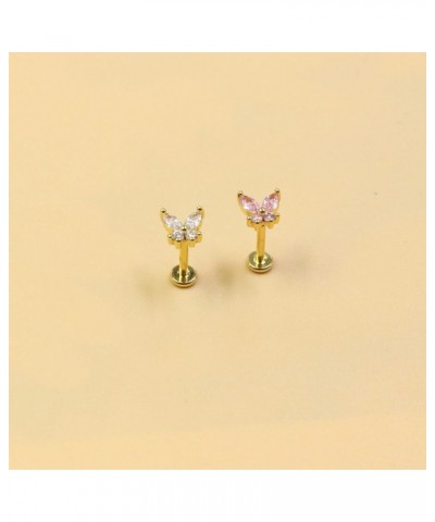 2~4PCS 16G 316L Pushin Lip Rings Butterfly and Bee Nose Stud Rings Top Push in Threadless Surgical Steel Flat Back Nose Rings...