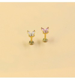 2~4PCS 16G 316L Pushin Lip Rings Butterfly and Bee Nose Stud Rings Top Push in Threadless Surgical Steel Flat Back Nose Rings...