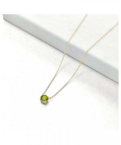 14K Yellow Gold Birthstone Necklace for Women 0.5ct Gemstone Diamond Pendant Necklace Minimalist Jewelry Anniversary Birthday...