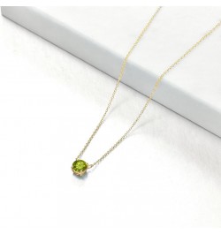 14K Yellow Gold Birthstone Necklace for Women 0.5ct Gemstone Diamond Pendant Necklace Minimalist Jewelry Anniversary Birthday...