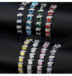 Womens Colorful Replica Tennis Leaf Rhinestone Bracelets Jewelry Teen Girls Trendy Rainbow Stainless Steel Rhinestone Braclet...