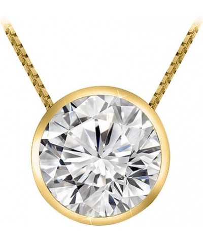 0.74 Carat 14K White Gold Round Diamond Bezel Solitaire Pendant Necklace H-I Color SI2-I1 Clarity Yellow Gold 0.74 carats $41...