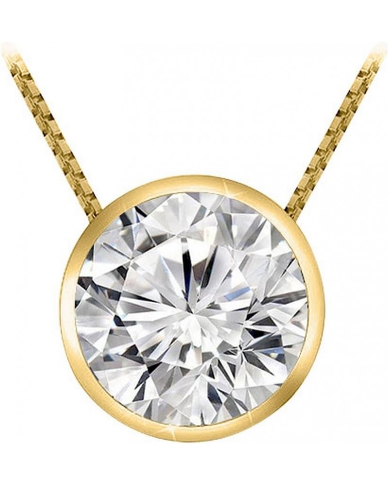 0.74 Carat 14K White Gold Round Diamond Bezel Solitaire Pendant Necklace H-I Color SI2-I1 Clarity Yellow Gold 0.74 carats $41...