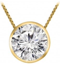 0.74 Carat 14K White Gold Round Diamond Bezel Solitaire Pendant Necklace H-I Color SI2-I1 Clarity Yellow Gold 0.74 carats $41...