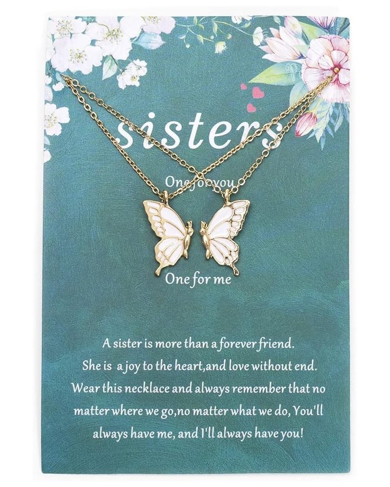 Sister Necklaces，Friendship Necklace， Butterfly Wing Necklace Gold Butterfly Necklace,Sister Gifts from Sister, Two Butterfly...