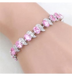 Womens Colorful Replica Tennis Leaf Rhinestone Bracelets Jewelry Teen Girls Trendy Rainbow Stainless Steel Rhinestone Braclet...