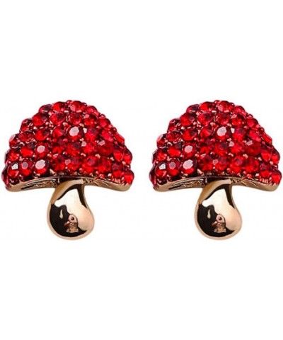 S925 Silver Needle Red Strawberry Cherry Apple Flower Mushroom Stud Earrings Fashion Jewelry for Women (Mushroom) $9.68 Earrings