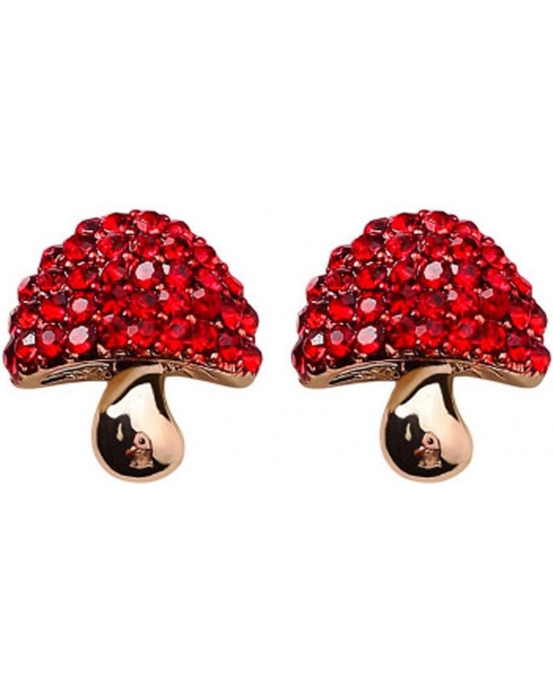 S925 Silver Needle Red Strawberry Cherry Apple Flower Mushroom Stud Earrings Fashion Jewelry for Women (Mushroom) $9.68 Earrings