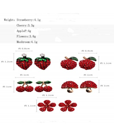 S925 Silver Needle Red Strawberry Cherry Apple Flower Mushroom Stud Earrings Fashion Jewelry for Women (Mushroom) $9.68 Earrings