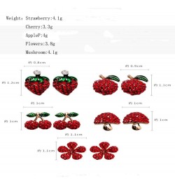 S925 Silver Needle Red Strawberry Cherry Apple Flower Mushroom Stud Earrings Fashion Jewelry for Women (Mushroom) $9.68 Earrings