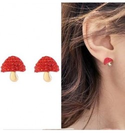 S925 Silver Needle Red Strawberry Cherry Apple Flower Mushroom Stud Earrings Fashion Jewelry for Women (Mushroom) $9.68 Earrings