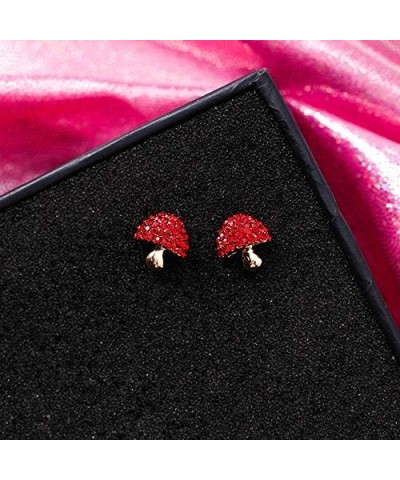 S925 Silver Needle Red Strawberry Cherry Apple Flower Mushroom Stud Earrings Fashion Jewelry for Women (Mushroom) $9.68 Earrings