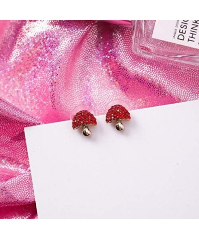 S925 Silver Needle Red Strawberry Cherry Apple Flower Mushroom Stud Earrings Fashion Jewelry for Women (Mushroom) $9.68 Earrings