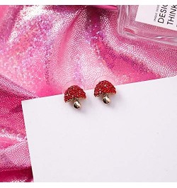 S925 Silver Needle Red Strawberry Cherry Apple Flower Mushroom Stud Earrings Fashion Jewelry for Women (Mushroom) $9.68 Earrings