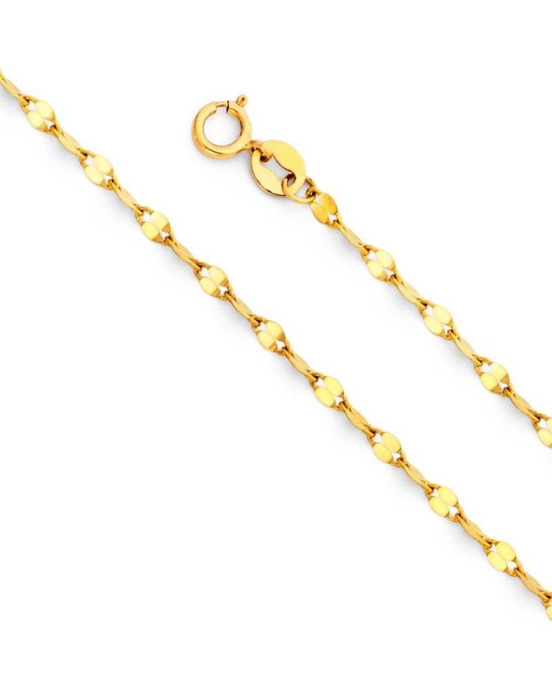 14K White and Yellow Gold Twist Mirror Chain Necklace 16.0 Inches Yellow Gold - 2mm Width $61.62 Necklaces