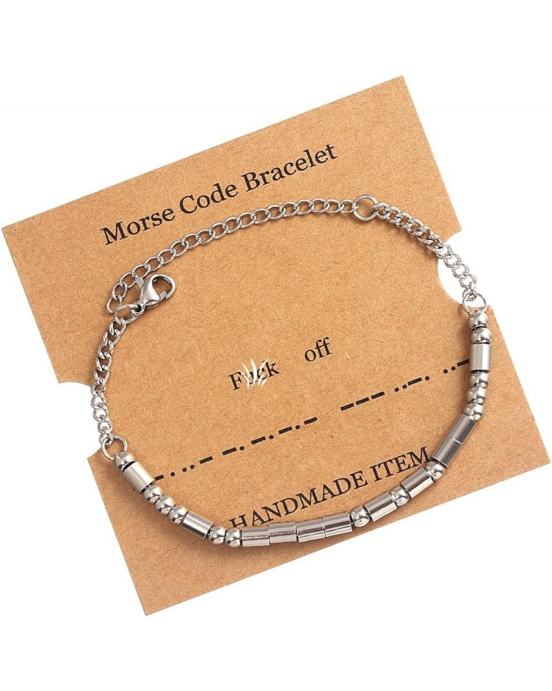 Morse Code Bracelets for Women Men,Silver Morse Code Bracelet with Adjustable Extender Chain,Inspirational Gifts Bracelets fo...