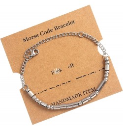 Morse Code Bracelets for Women Men,Silver Morse Code Bracelet with Adjustable Extender Chain,Inspirational Gifts Bracelets fo...