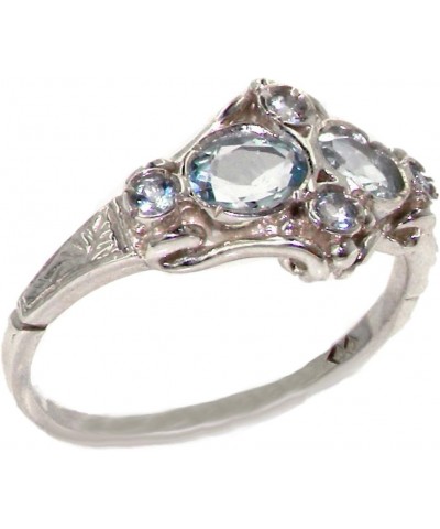 925 Sterling Silver Real Genuine Aquamarine Womens Band Ring $41.60 Rings