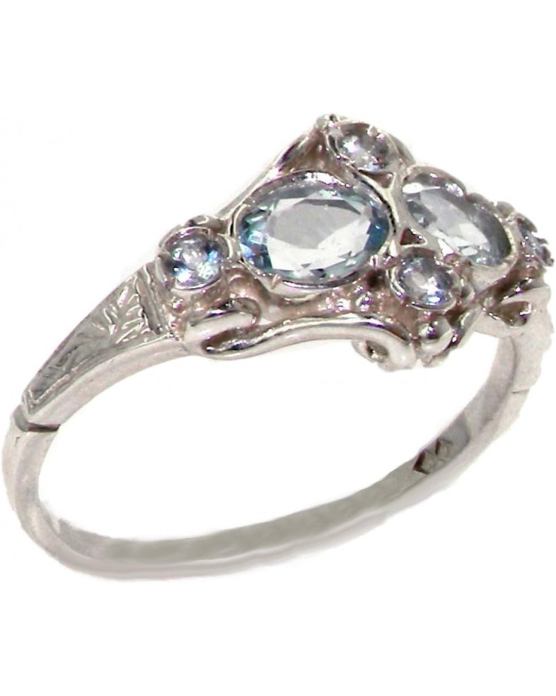 925 Sterling Silver Real Genuine Aquamarine Womens Band Ring $41.60 Rings