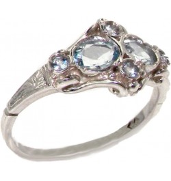 925 Sterling Silver Real Genuine Aquamarine Womens Band Ring $41.60 Rings