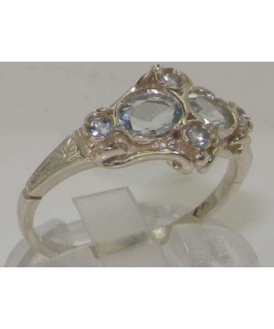 925 Sterling Silver Real Genuine Aquamarine Womens Band Ring $41.60 Rings