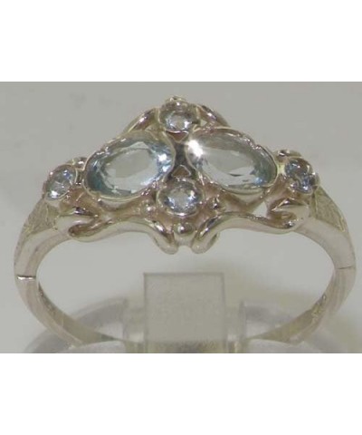 925 Sterling Silver Real Genuine Aquamarine Womens Band Ring $41.60 Rings