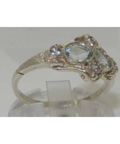 925 Sterling Silver Real Genuine Aquamarine Womens Band Ring $41.60 Rings