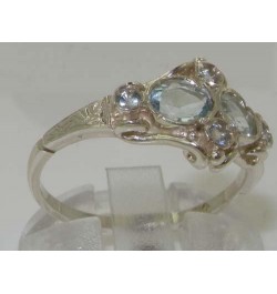 925 Sterling Silver Real Genuine Aquamarine Womens Band Ring $41.60 Rings