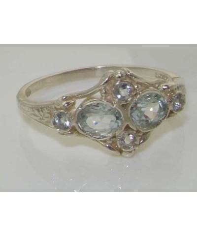 925 Sterling Silver Real Genuine Aquamarine Womens Band Ring $41.60 Rings