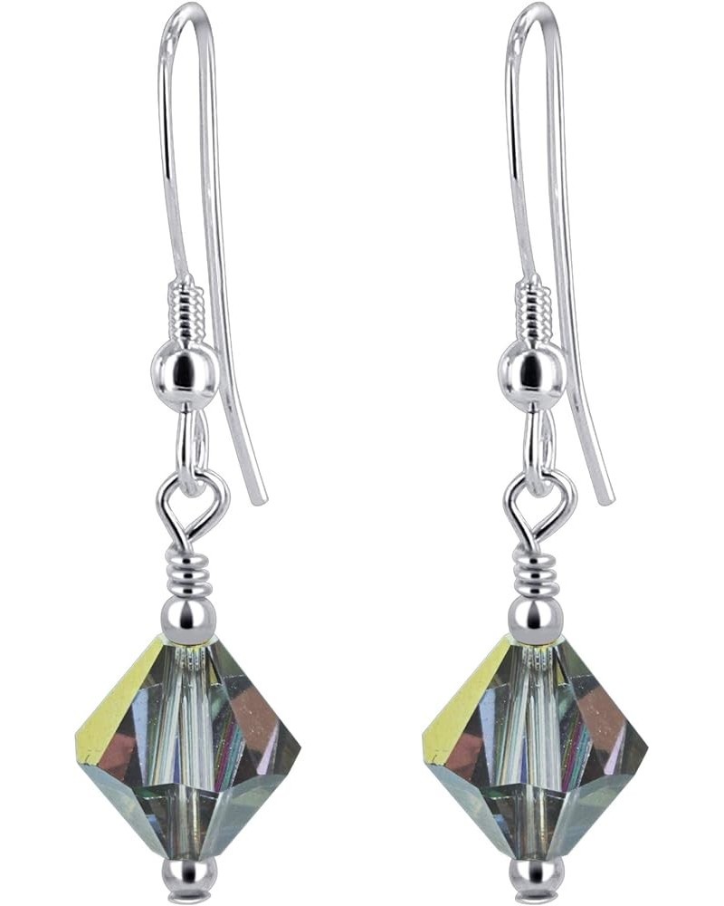 925 Sterling Silver Bicone Austrian Crystal Handmade Drop Earrings for women Multi-Color $12.47 Earrings