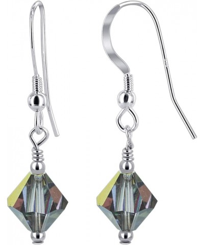 925 Sterling Silver Bicone Austrian Crystal Handmade Drop Earrings for women Multi-Color $12.47 Earrings