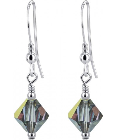 925 Sterling Silver Bicone Austrian Crystal Handmade Drop Earrings for women Multi-Color $12.47 Earrings