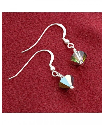 925 Sterling Silver Bicone Austrian Crystal Handmade Drop Earrings for women Multi-Color $12.47 Earrings