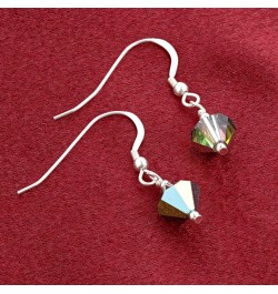 925 Sterling Silver Bicone Austrian Crystal Handmade Drop Earrings for women Multi-Color $12.47 Earrings