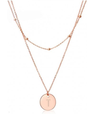 Rose Gold Initial Coin Necklace for Women Dainty Disc Letter Layered Choker Necklace Name Jewelry Gift for Her T $10.94 Neckl...