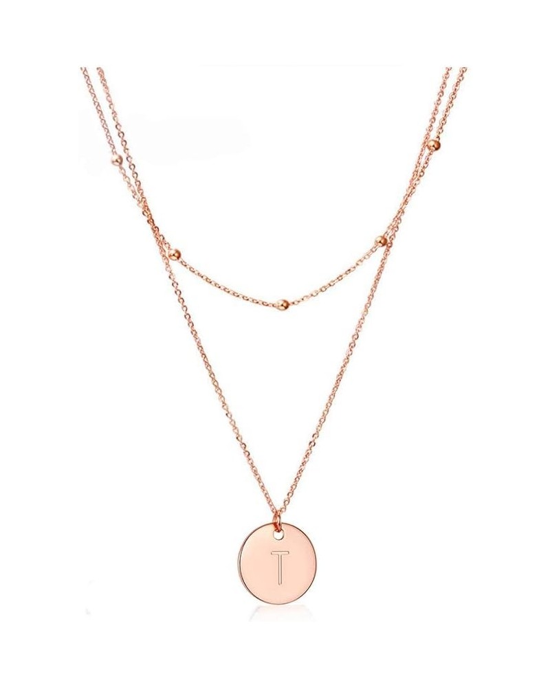 Rose Gold Initial Coin Necklace for Women Dainty Disc Letter Layered Choker Necklace Name Jewelry Gift for Her T $10.94 Neckl...