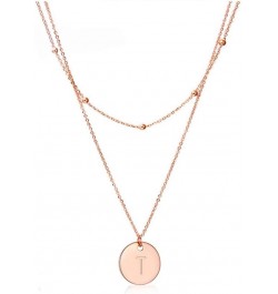 Rose Gold Initial Coin Necklace for Women Dainty Disc Letter Layered Choker Necklace Name Jewelry Gift for Her T $10.94 Neckl...